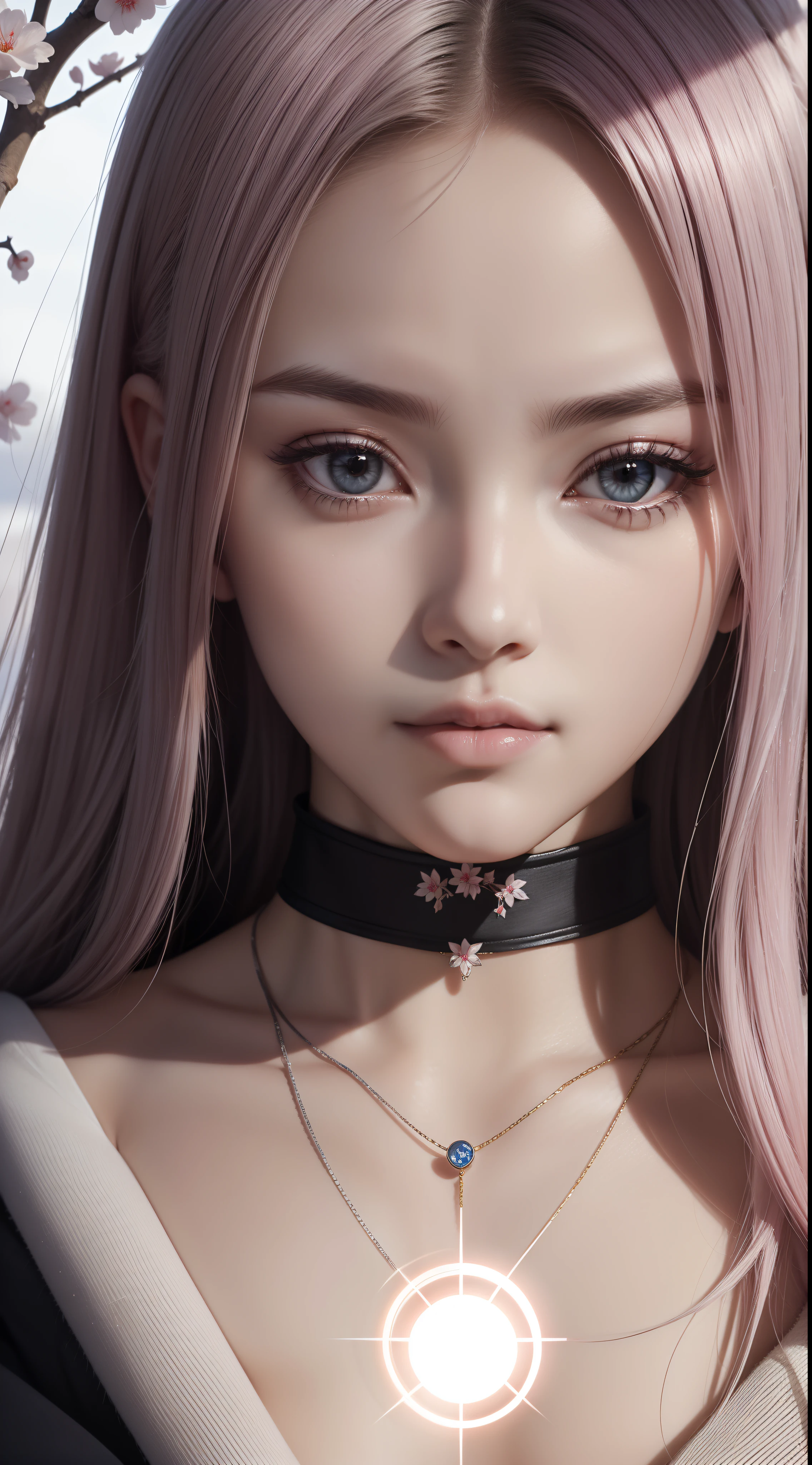 Hot portrait image, masterpiece, solo, extremely accurate rendering, cold beautiful Haruno Sakura, light makeup, reliable young girl, savior of the world, simple design, best image, 8K, white eyes, same color as the original demon ninja.