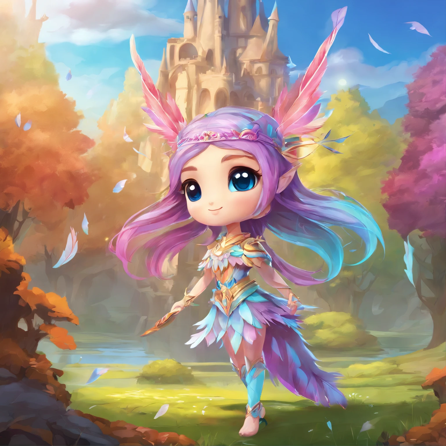 (chibi:1.1),(fantasy costume:1.5),elf ear:1.3,(wearing rainbow feather made of film:1.7),(wearing SEE-THROUGH transparent fairy wings:1.2),BRAKE Summer:1.6),A fairly is (Floating in aerial:1.6),flying over the sky:1.3,under zero gravity:1.1,aerial view of forest:1.3,BRAKE dynamic pose,dynamic angle, from above:1.7,full body shot, medium shot,BRAKE fantastic river:1.5,(fantasy forest field:1.8),female ballet dancer:1.5, BREAK (extremely detailed CG unity 8k portrait:1.3),(highly detailed fingers:1.3),(Masterpiece: 1.3),(ultra detailed face),(Exquisite Detail: 1.2),highly detail Eye,(Highest Quality:1.4), (Super-Resolution: 1.2),(super fine illustration:1.3), Eyelashes, Best Quality,super detailed skin,