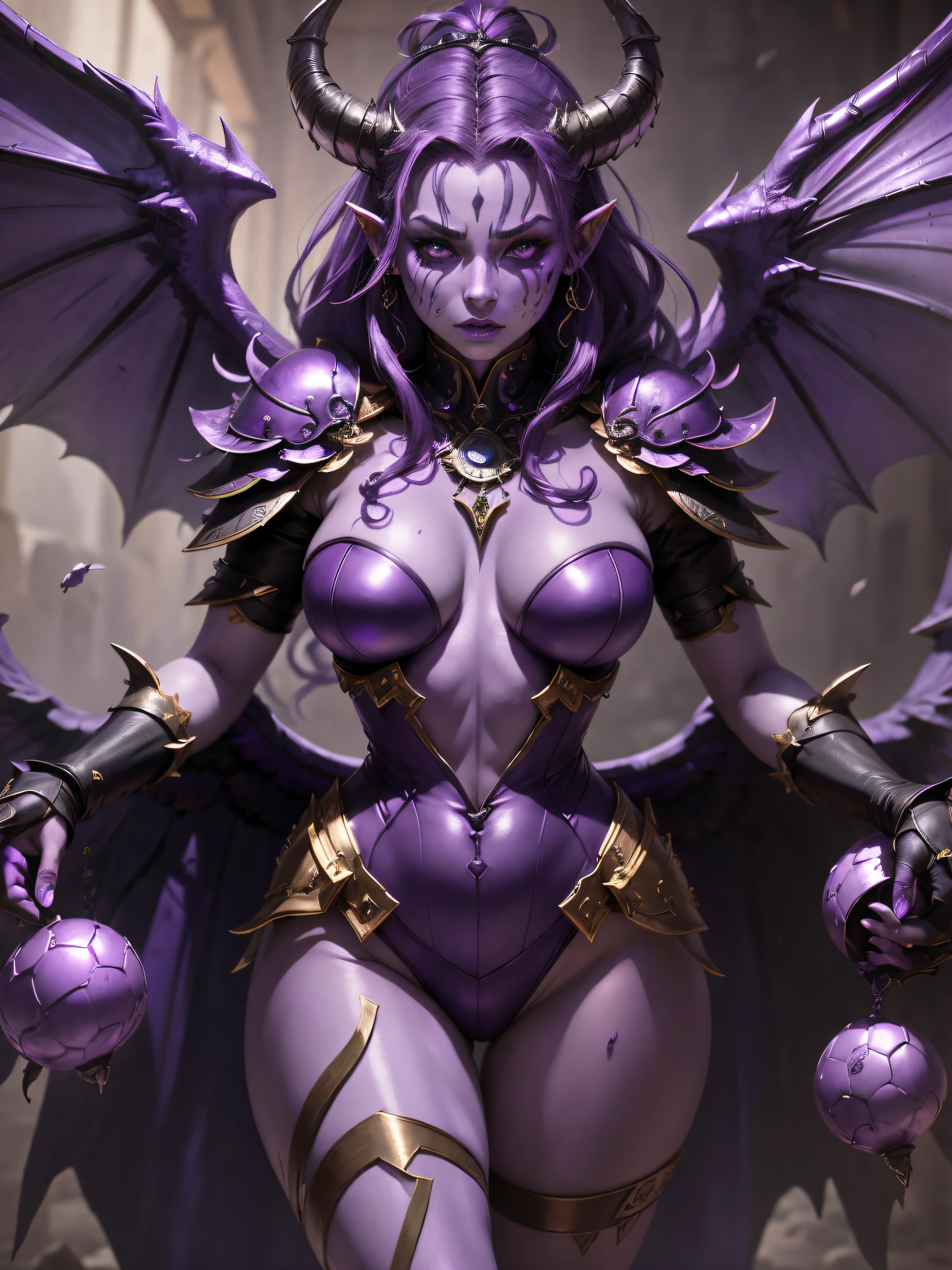 queen of blades, wings, antenna, caonsows:1.4, (purple skin+purple face:1.2), masterpiece, ultra realistic 8k CG, perfect artwork, cinematic light, ((masterpiece, best quality)),