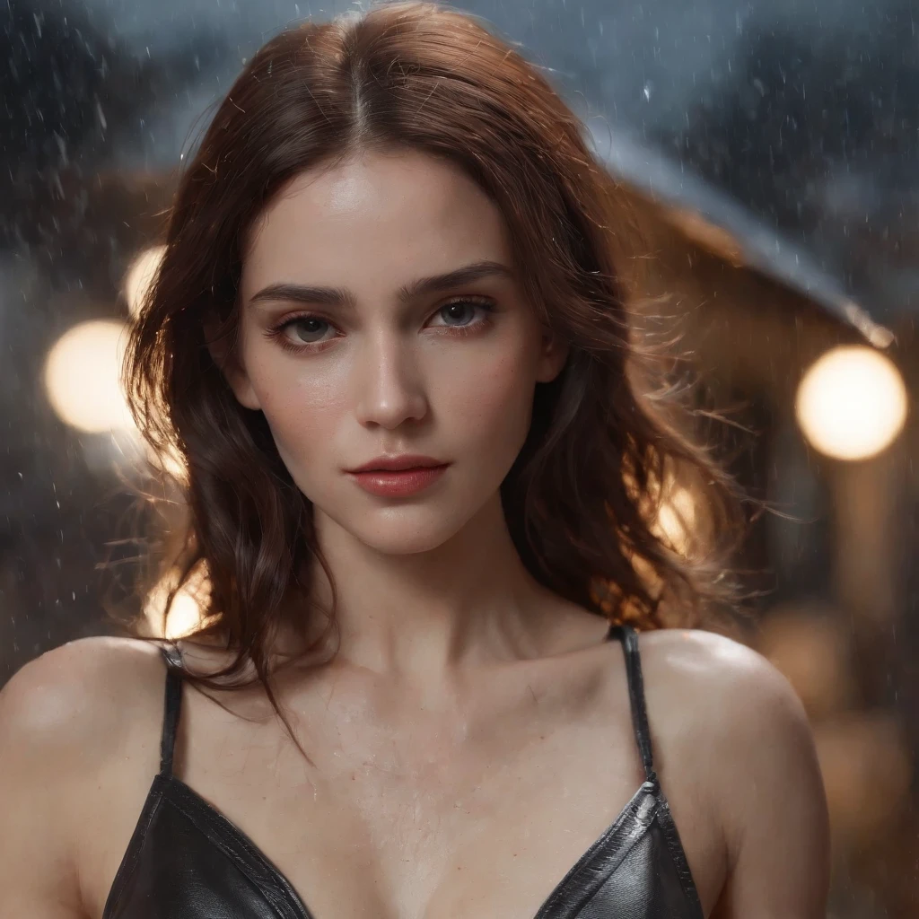 (Rendu 3D professionnel:1.3) de (Realstic:1.3) The most beautiful art photo in the world，Contains sweet and bright female heroin, ((Wet epic heroine)), Rendering the 8K unit of the whole body, action SHOT, pores de la peau, Very dark lighting, ombrage lourd, detailded, face detailed, (vibratoire, Realistic Photography, Realstic, dramatique, Sombre, mise au point nette, 8k), (Old leather clothes damaged by the weather:1.4), ((((Utiliser des skins)))), (complexe:1.4), decadent, (highly detailed:1.4), digital painting, rendu par octane, Art stations, Concept-Art, lisse, mise au point nette, illustration, Germ of art, (loish:0.23), WLOP Ilya Kuvshinov, e Greg Rutkowski et Alphonse Mucha Gracias, (Illumination globale, Studiolight, Lightweight volumetric), fortes pluies, particules flottantes, fripon, Fantaisie, Notre, Corps inteiroesbien, ((Dark and ancient background of the city:1.3)),CGSesociedade,Art stations
