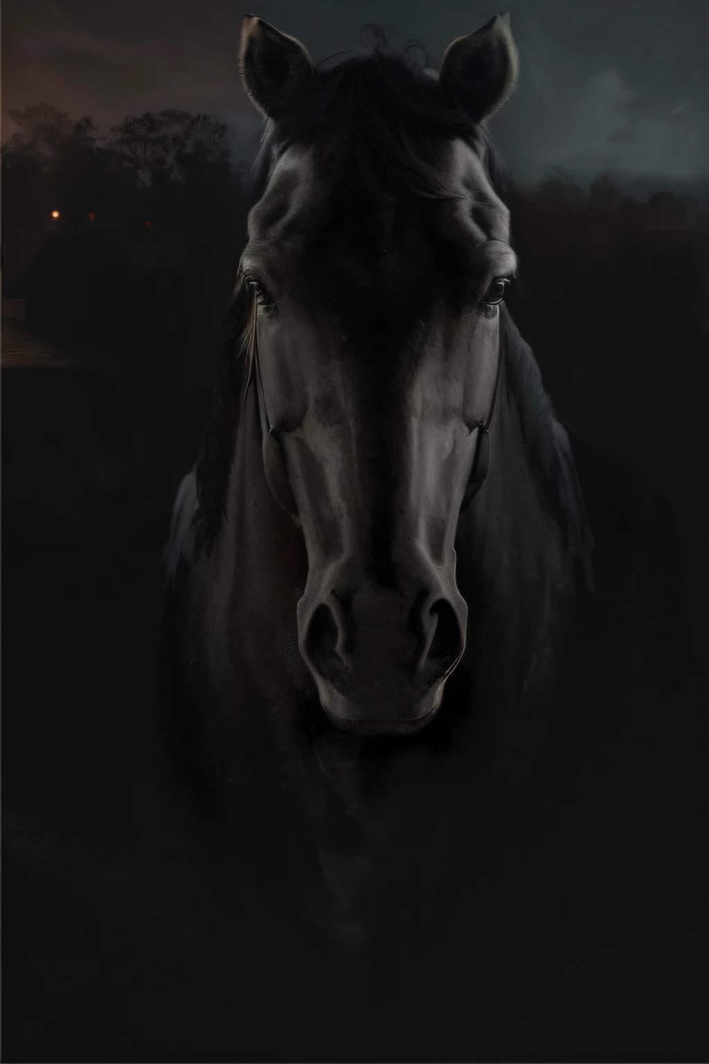 there is a black horse that is standing in the dark, horse, dark bacgkground, horse in background, closeup portrait shot, black nose, equine, on black background, close up portrait shot, close portrait, hq 4k phone wallpaper, equine photo, horse head animal merge, with narrow nose, portrait shot, equine photography, dark photo, half horse