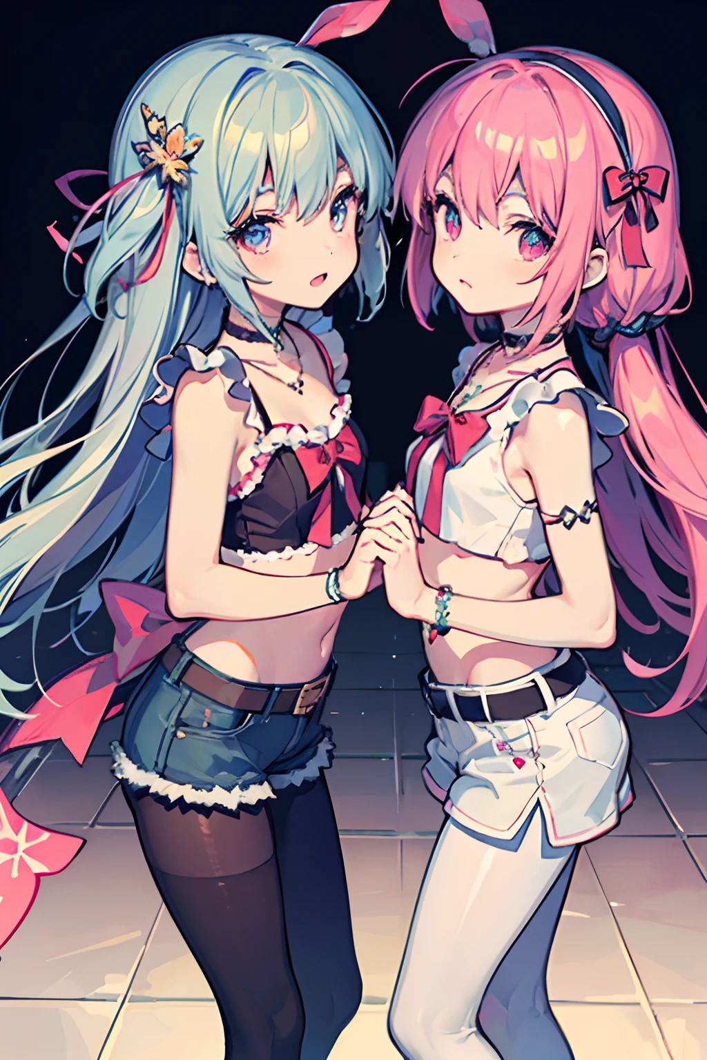 Heart contact lenses,Girl 1,Girl 2,Undressed clothes,Rapper,Jacket,Tank top,hat,belly button,No panties,Pissing, pissing, pissing, dripping pussy juice,Grinning face,Light blue pink hair color,Background urban intersection,crowd,CountrysideOutdoorJapan,Spread your legs,Two duos,Quiet face,Exhibitionism,SideboobUnderboobSideboobUnderboobSideboobUnderboob