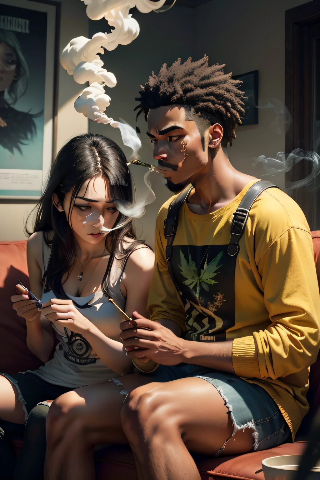 People who smoke cannabis with empty eyes