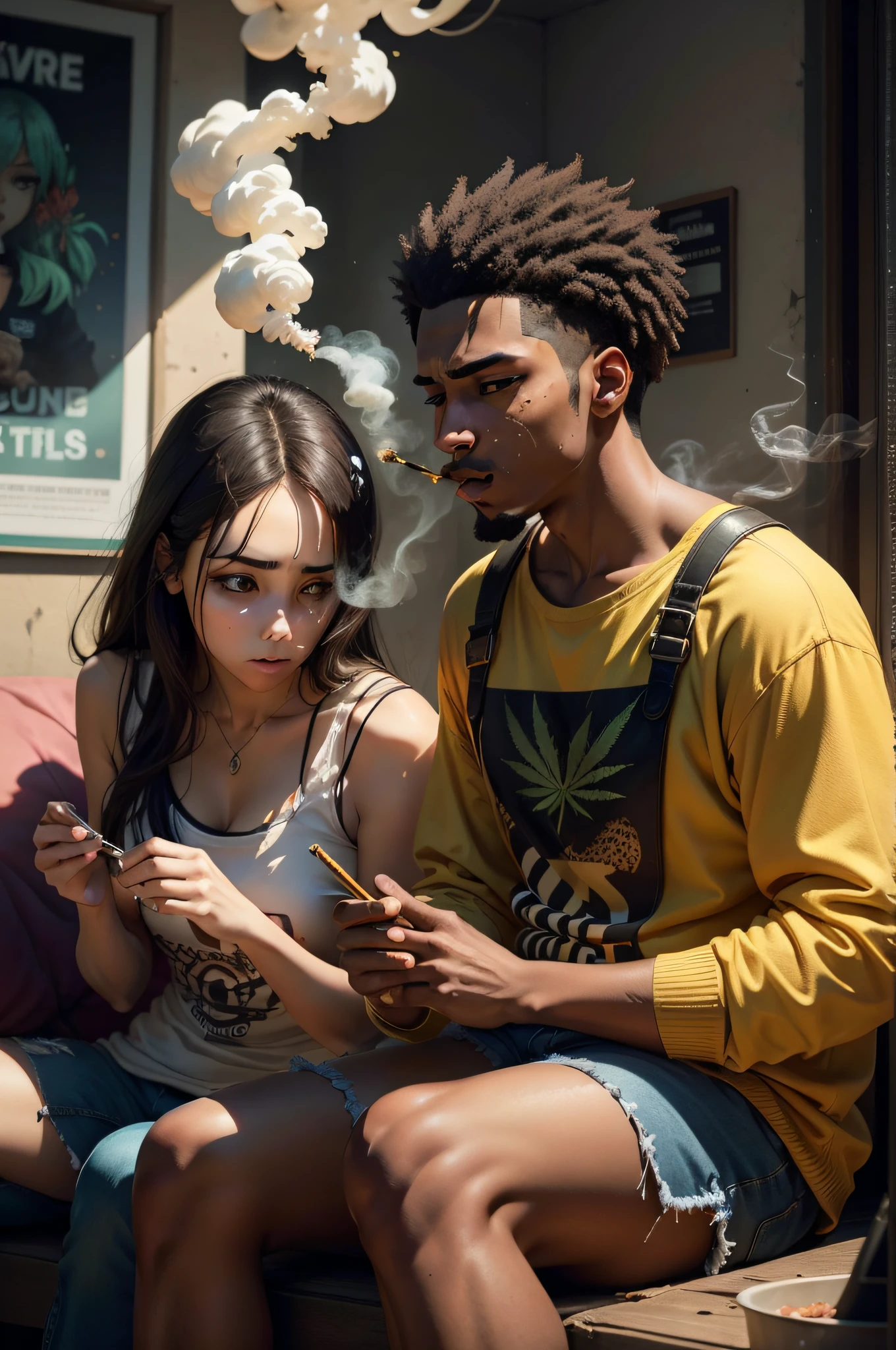 People who smoke cannabis with empty eyes