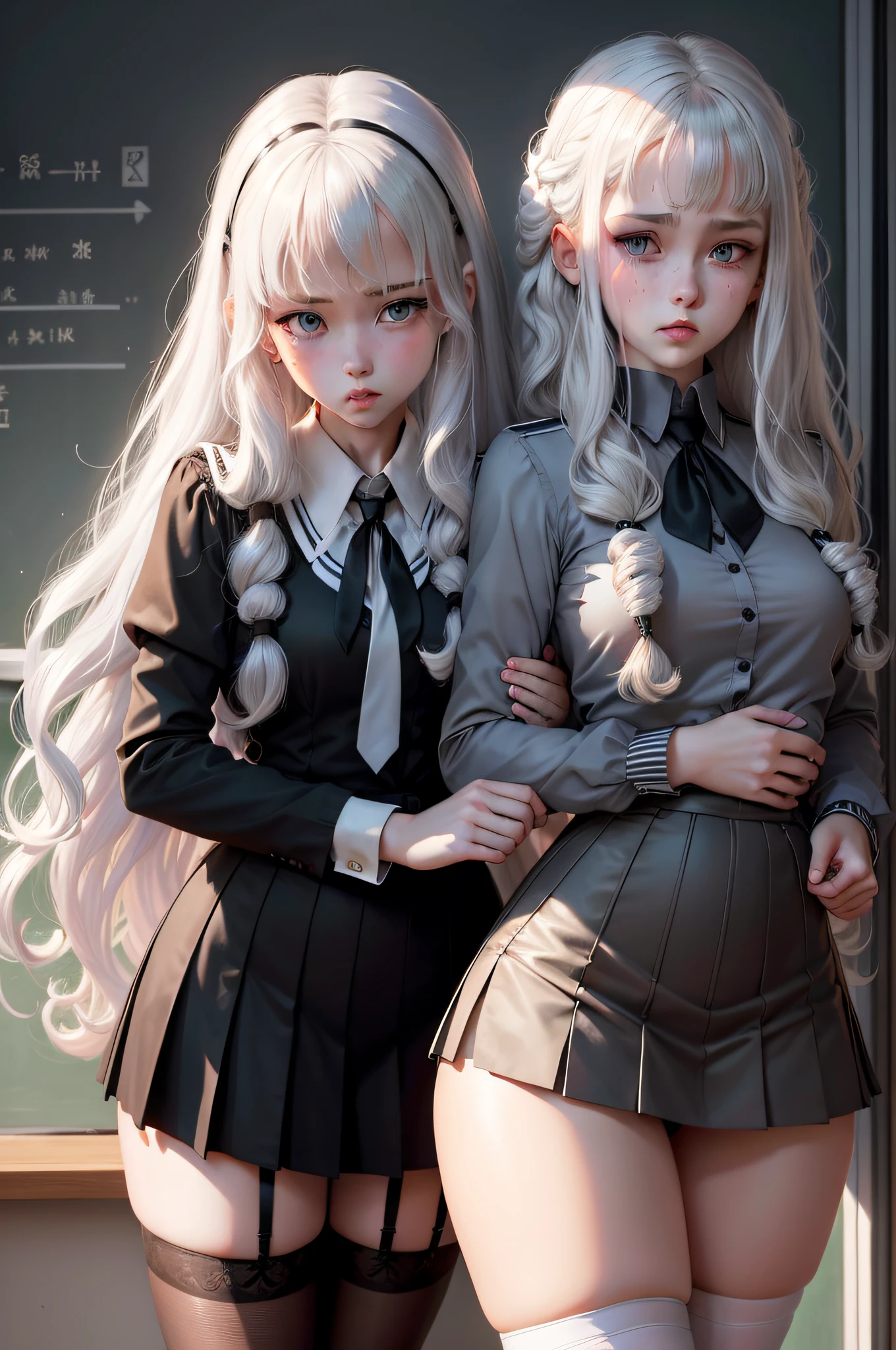 schoolgirls,white skinned,Royal sister,black lence stockings,full bodyesbian,Classroom,Taste,Rope to tie hands,Curly hair,Long silver flowing hair,By bangs,Black pupils,Blood spurting,holding breath,Miss,is shy,Blushlush,Pout,dreads,Taste,volumettic light,Light,8K