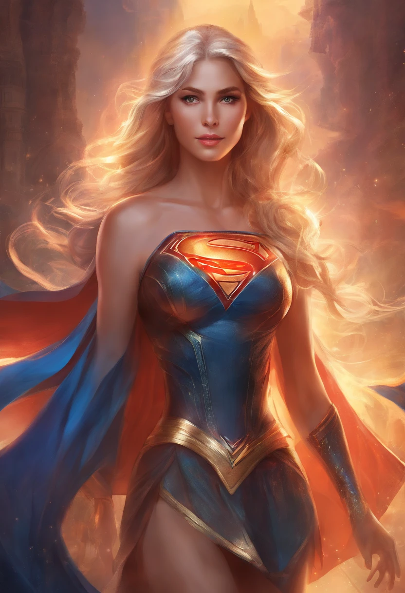 Woman body set big breasts, Supergirl costume dress, 16k quality, hyper detailed, heat vision