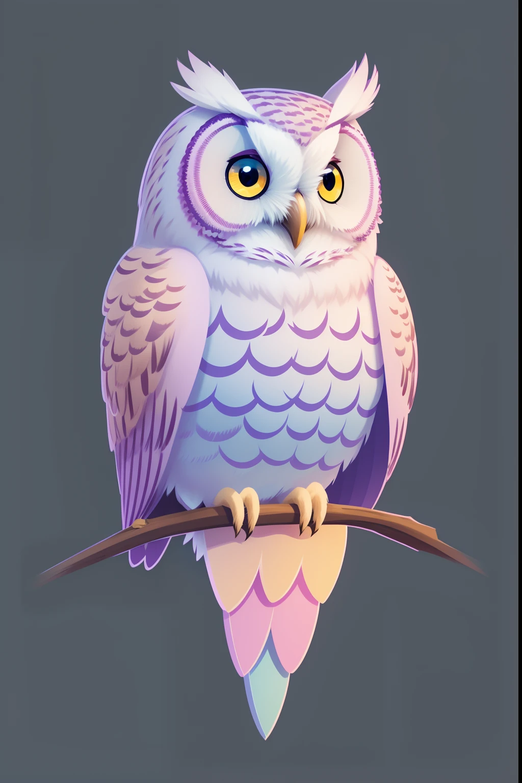 an animated owl for logo design pretty and 2d pastel colors, hd, ultradetailed