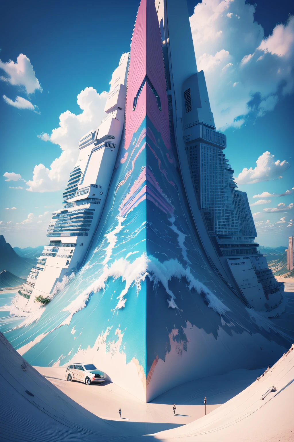 T-shirt design, vaporwave style, aesthetics, chill,(Show only the scenery ), lofi style, ultra - detailed, Background with, The landscape, highly detailed, 8K, k hd