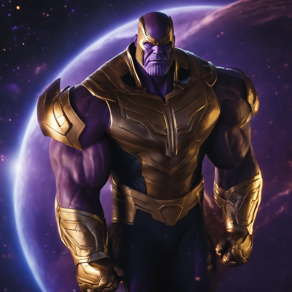 Thanos, to super man body cinematic, futuristic, 8k