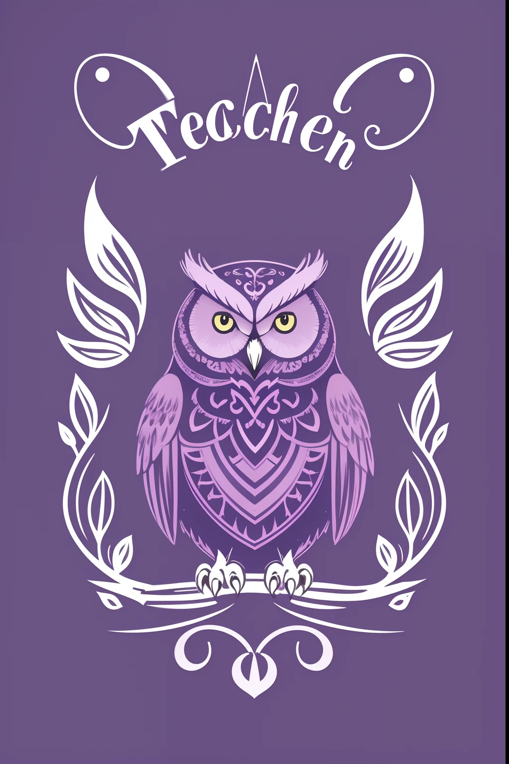 an logo for an teacher with an owl, pastel purple color, hd, abstrat style, solid color, no detailed, vetor art logo, 2d style