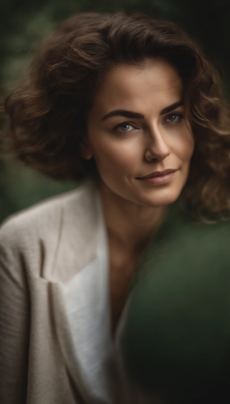 Retrato MULHER com cabelo liso e hidratado bonito ALISADO CASTANHO BRILHOSO ANTES E DEPOIS