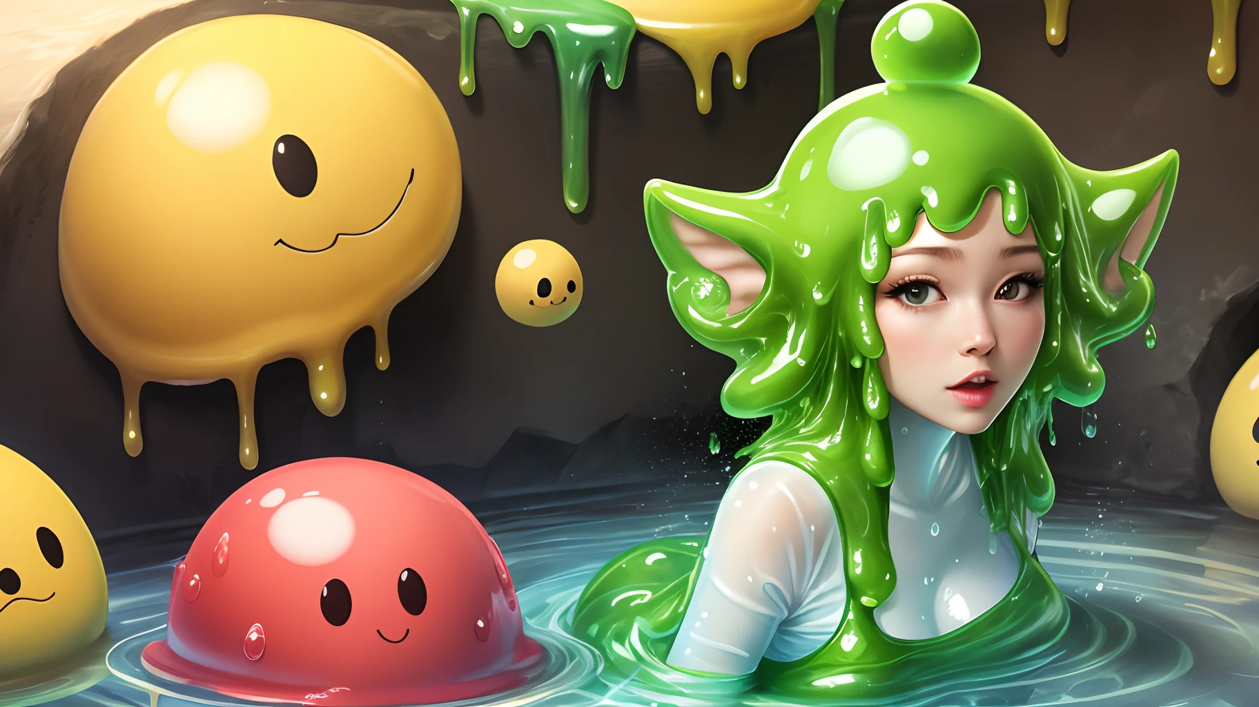 Slime Lady，Get wet