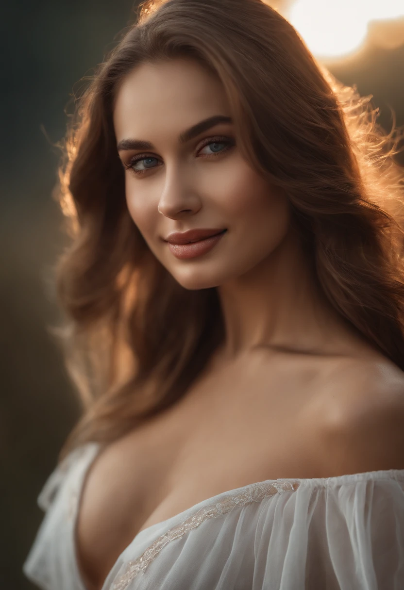 Best_quality, masterpiece, photo_realistic,ultra_high_res, 8K_raw_photo, 1girl, long_brown_hair, detailed_skin, pore, Fashion model exposure, smile, finely_detailed, ultra_detailed, 8k_uhd, Good_finger