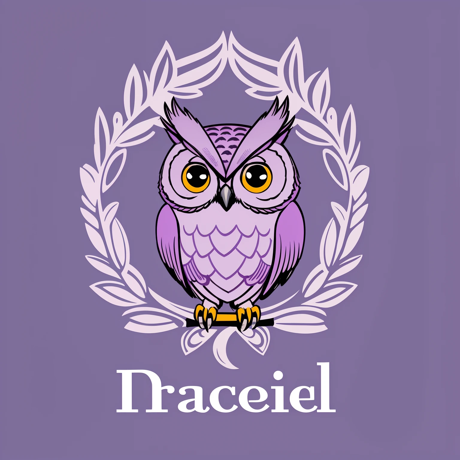 an logo for an teacher with an owl, pastel purple color, hd, abstrat style, solid color, no detailed, vetor art logo, 2d style