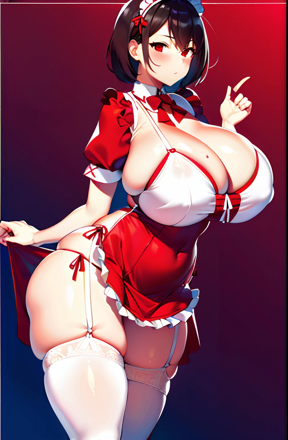 huge tit,the maid outfit,swim wears,Be red in the face,big assa,Long legs,white panties,white stockings