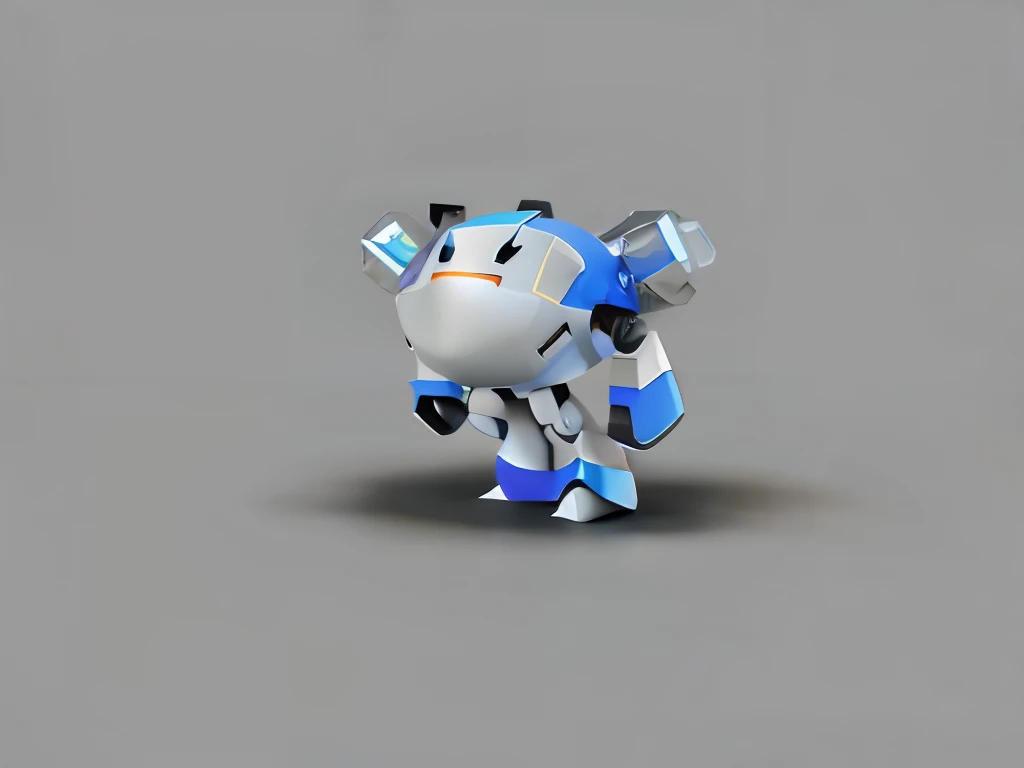 Close-up of the robot in blue and white, toonix character, 3D model of a Japanese mascot, Cute robot, Cute humanoid robot, cute 3 d render, Beautiful robot character design, tintoy characterdesign robot, Very cute robot Zen, humanoid character, 3d kid robot, mecha anthropomorphic penguin, posing robotically