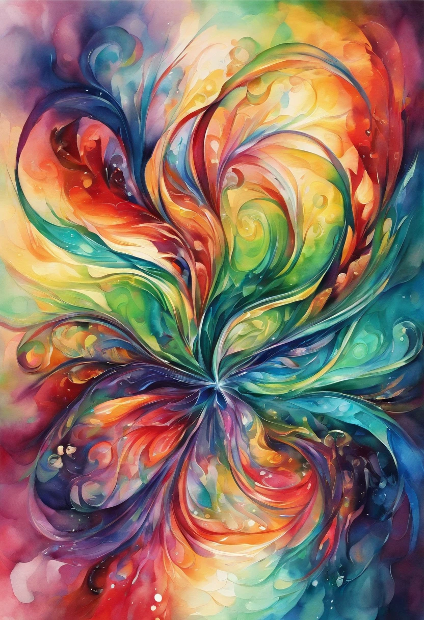 3d watercolor abstract,Dark background,high resolution,High quality,Colorful,Green,Red,Blue