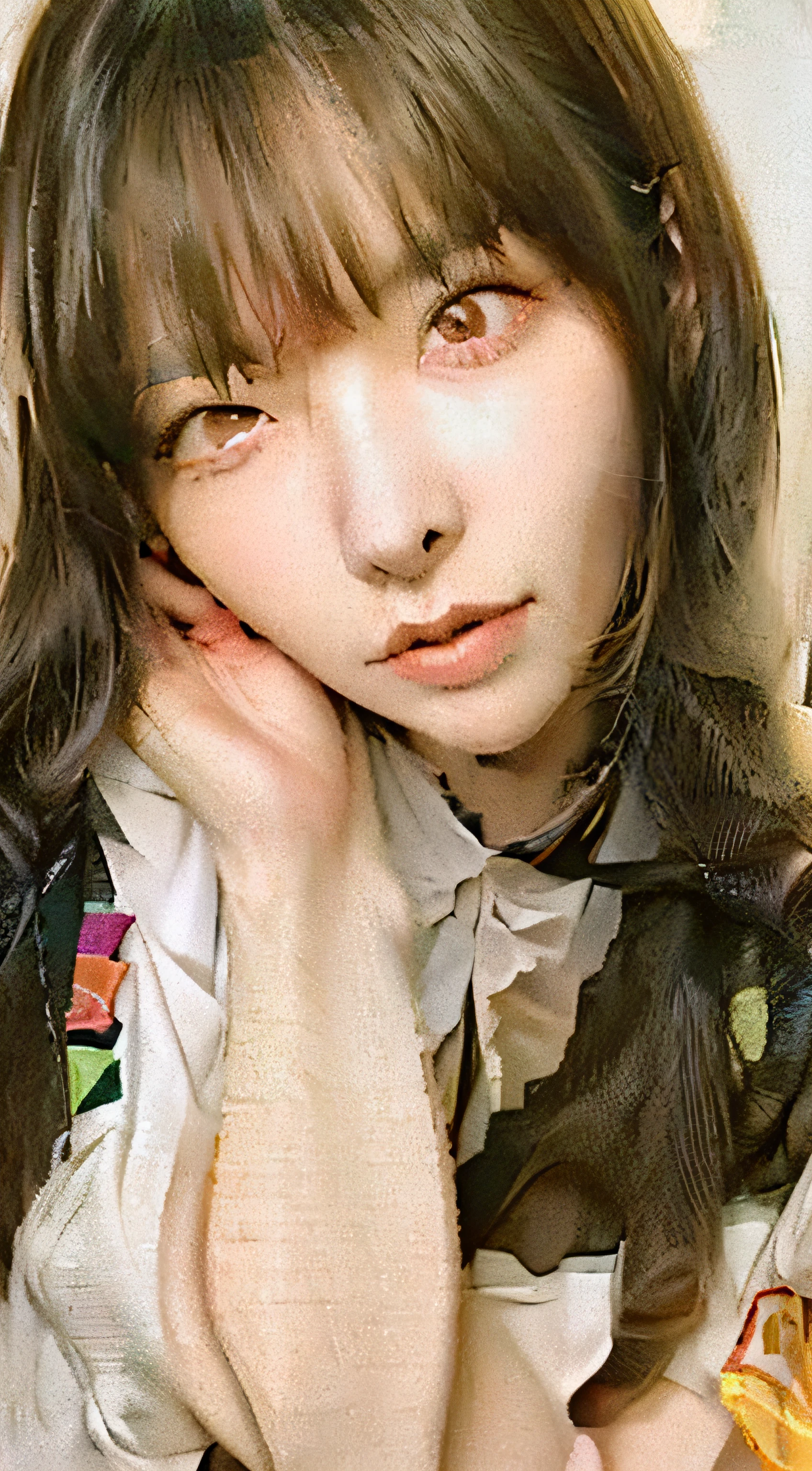 there is a young girl with long hair posing for a picture, chiho, shiori teshirogi, narumi kakinouchi, 奈良美智, ayaka, sui ishida, harumi, shikamimi, kinu nishimura, aoi ogata, aoshima chiho, tsutomo nihie
