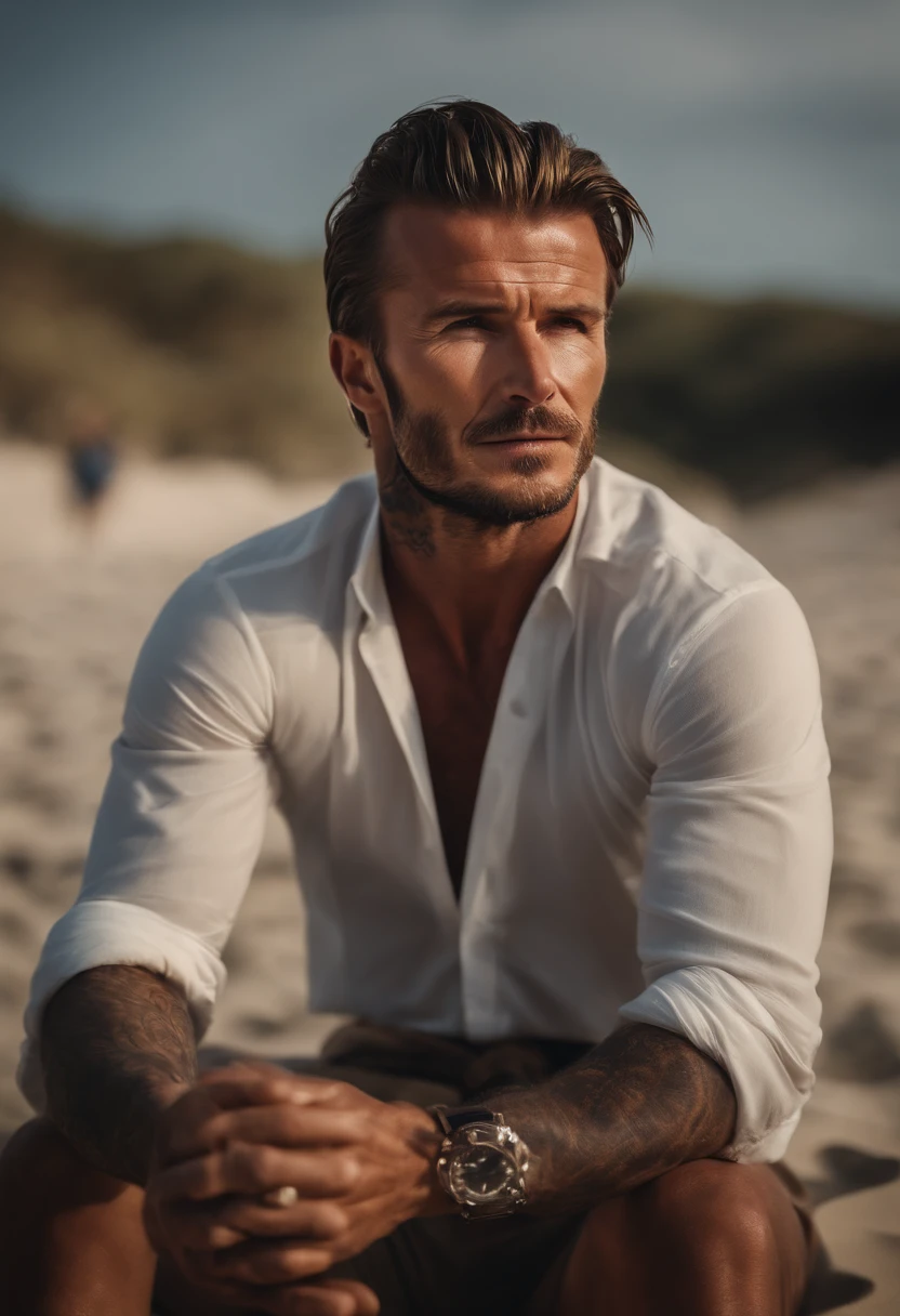 David Beckham. on the beach.