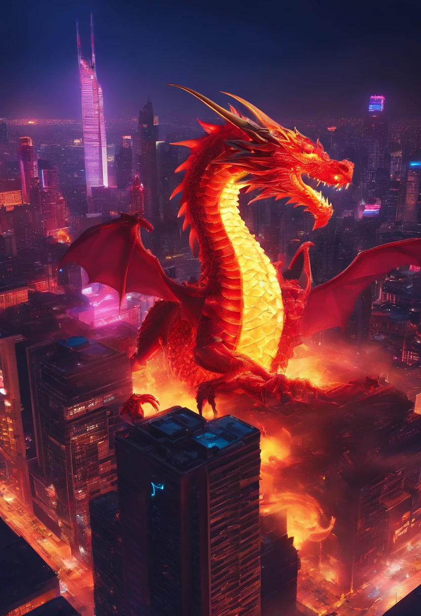 (Dragon celestial dorado) con (ojos penetrantes de color rojo),primer plano soltando (fuego de sangre) por la nariz,escamas bulumetricas,alta calidad,8k,muchos detalles,paticulas de fuego,alas,4patas,garraz manchadas,oro,peligro,fuego,dientes filosos,dragon gigante,colosal,amenazante,imponente,escamas azules