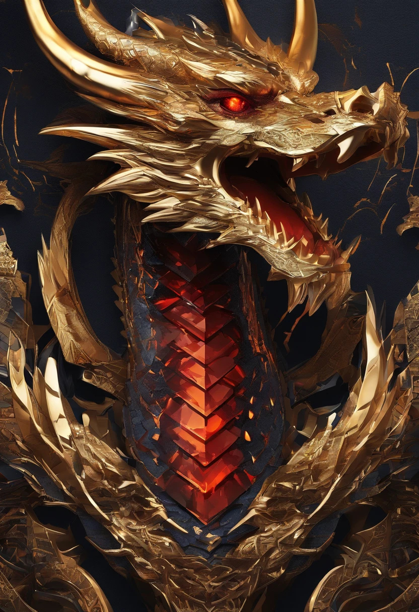 (Dragon celestial dorado) con (ojos penetrantes de color rojo),primer plano soltando (fuego de sangre) por la nariz,escamas bulumetricas,alta calidad,8k,muchos detalles,paticulas de fuego,alas,4patas,garraz manchadas,oro,peligro,fuego,dientes filosos,dragon gigante,colosal,amenazante,imponente,escamas azules