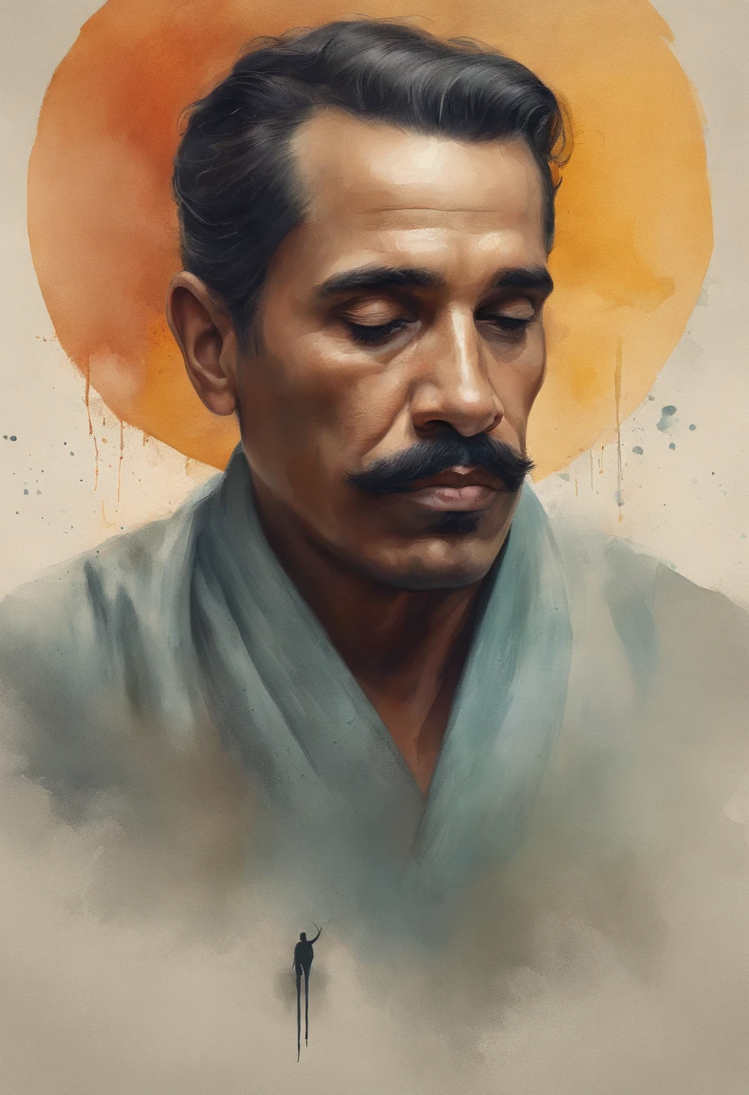 homem maduro, sitting in a meditation position, diante de um orisonte lindo, com o sol se pondo, in connection with the divine, foto de retrato, Directed by: Drew Tucker, Directed by: Adam Marczyński, Directed by: Alexander Kucharsky, Directed by: Gavin Nolan, Surrealismo 8K, Directed by: Jason Felix, Yuri Shwedoff e Tom Bagshaw, arte ilustrativa, Estilo Erik Johansson