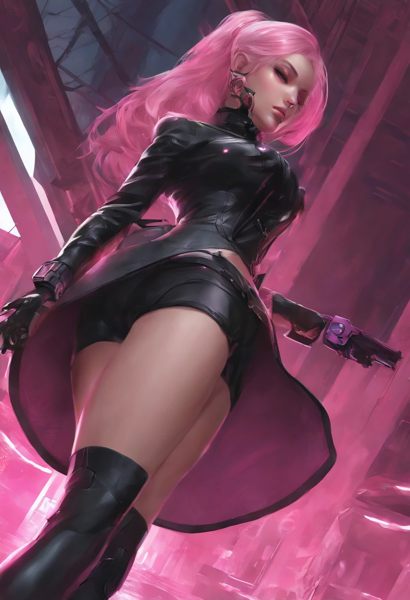 ((best quality)), ((masterpiece)), , excellent illustration, ultra illustration, a close up of a woman in a black and pink outfit, seductive anime girl, ass cyberpunk, extremely detailed artgerm, ass, biomechanical ass, beautiful alluring anime woman, best anime 4k konachan wallpaper, beautiful alluring anime teen, style artgerm, noire, female cyberpunk anime girl