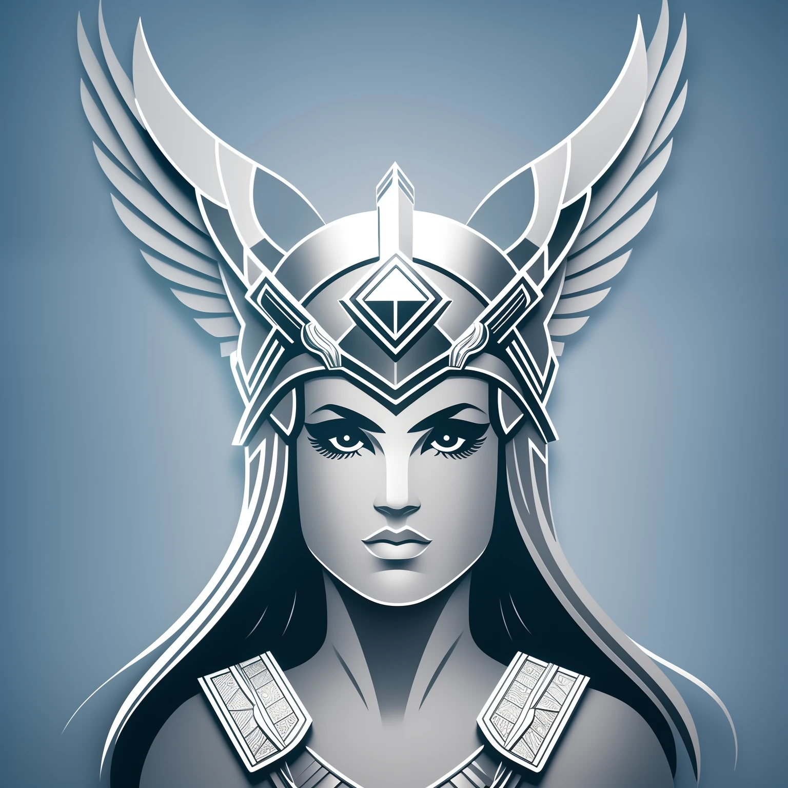 Logo,vetorizado,Minimalista,Valkyrie Head,capacete alado,Nordic,fundo branco