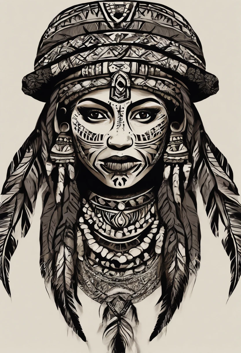 Female tribal with face paint, with tribal outfit