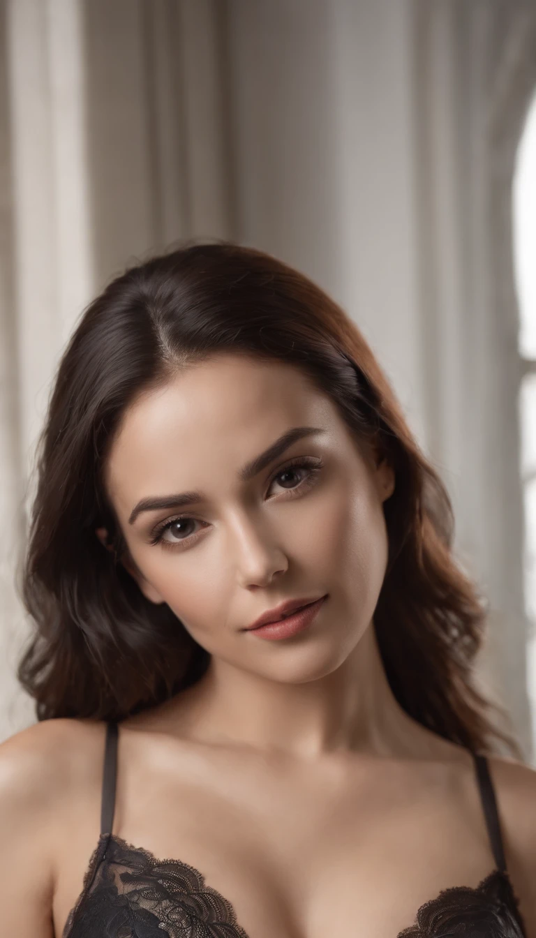 mulher loira linda de corpo inteiro, com lingerie preta, bem sedutora