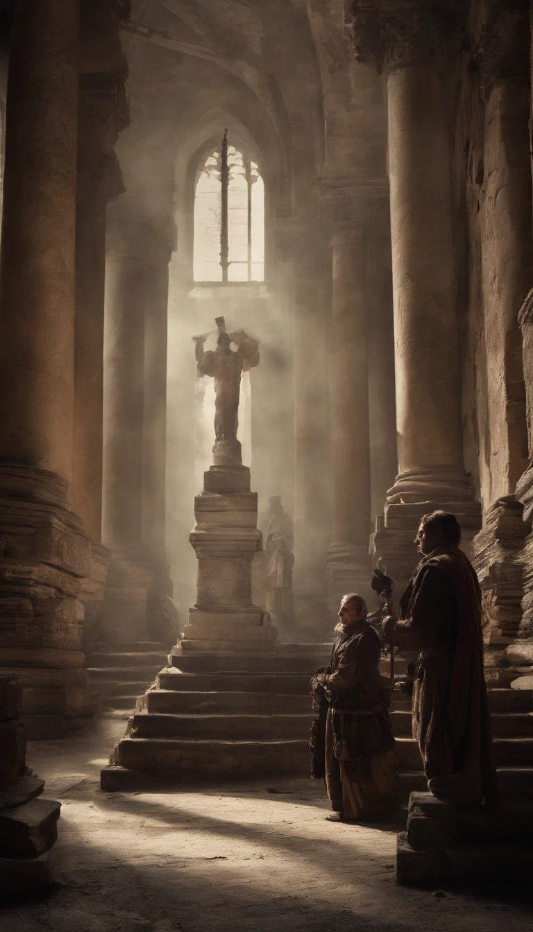 generate a hyper realistic image of historical scene, dramatic, cinematic, apocalyptic environment