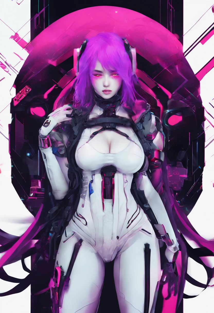 (Best quality: 0.8), (Best quality: 0.8), Perfect anime illustration, Close-up portrait of a beautiful woman walking around town, long purple hair, huge breasts, blushing eyes (((NSFW))) Clear white dress neon night city super detailed super detailed face bright eyes galaxy in eyes ridiculous 4k full hd top in pixiv super dry red eyes download file huge areola erection (Love juice 1;4) absurderes