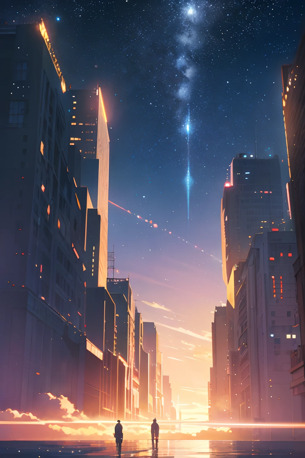 High quality masterpiece ,scenecy,Anime train passing through bodies of water on tracks, Glittering starry sky。Romantic train,pixiv,concept-art,Lofi art style,Reflectors。 by makoto shinkai, lofi art, beautiful anime scenes, Anime landscapes, Detailed scenery —width 672, in style of makoto shinkai, style of makoto shinkai,Detail enhancement