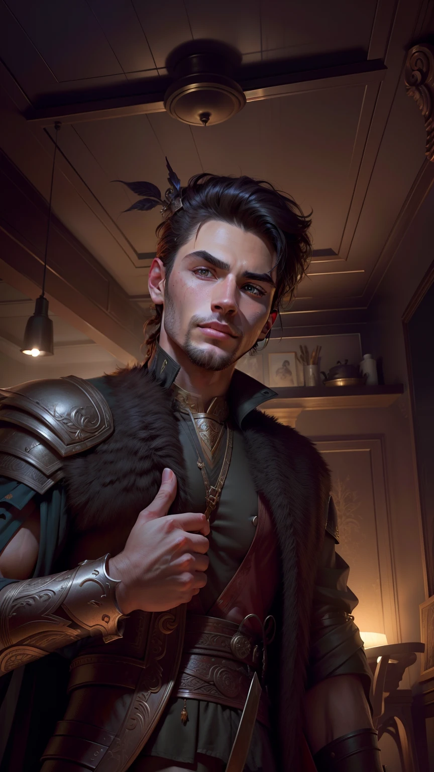 Change background ultra realistic 4k quality, handsome boy, mythology, warrior outfit,