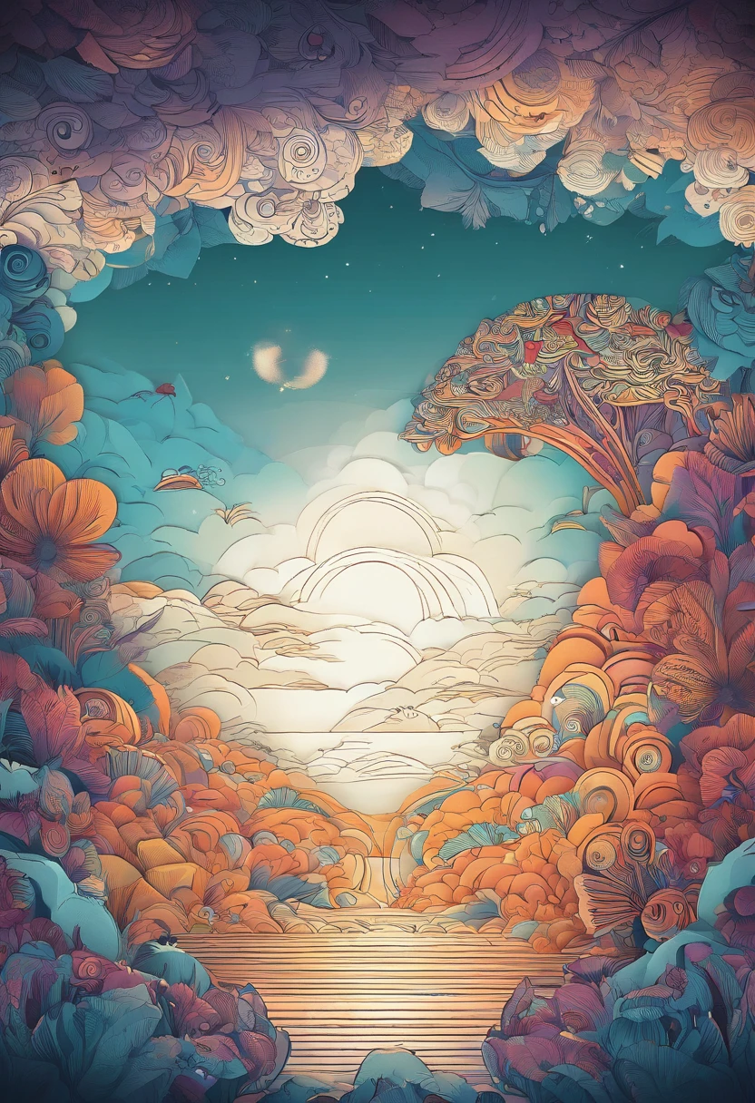 The sun shines，The edges glow，Inner glow，one fish，a betta fish，Nice tail，Colorful，Wander among the clouds，（White clouds），Colorful light，Rainbow colors，Sparkling，（Irregular light spots），luxury goods，8K，the detail，Ray traching，depth of fields，电影灯光，