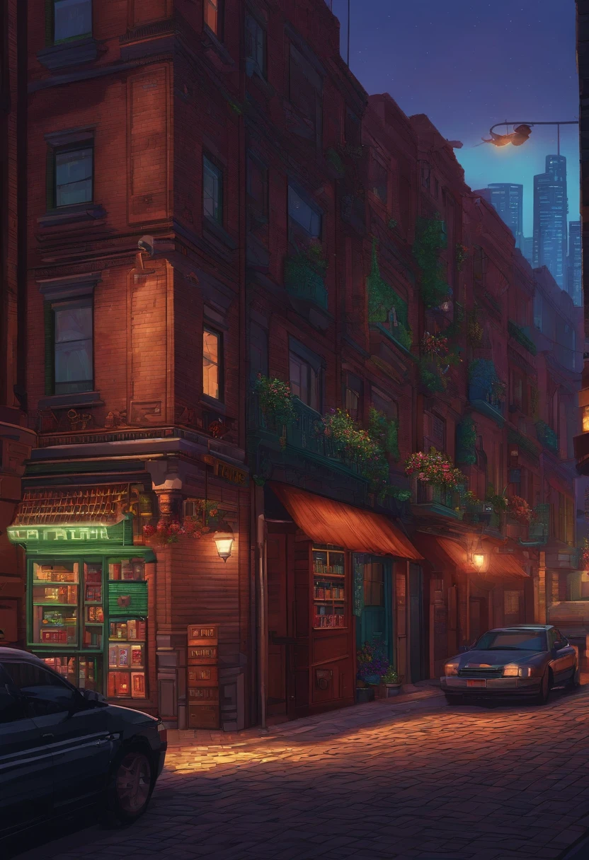 Pixel art city alley, edificio, tienda, Newstand