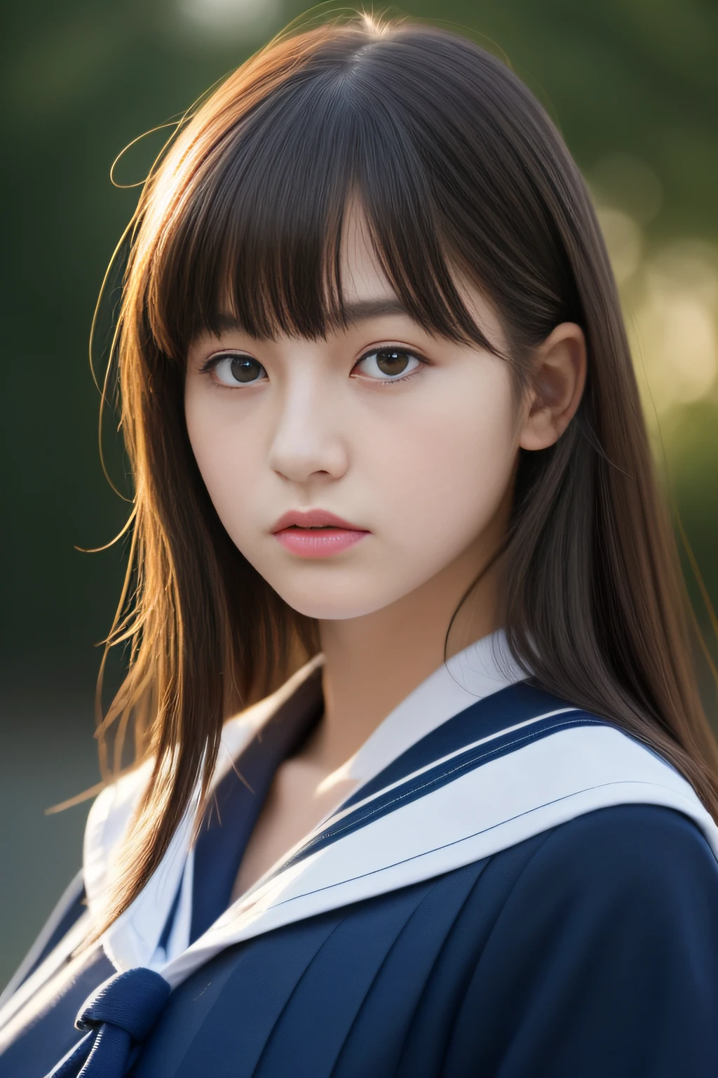 (Raw foto:1.2), (Photorealsitic:1.4),((1girl in))、 a beautiful detailed girl, extremely detailed eye and face, beatiful detailed eyes, Beautiful body, Incredibly beautiful body, , ultra-detailliert, (hight resolution, ighly detailed, top-quality, masterpiece), ((Japan High School Sailor Uniform)), ighly detailed, , unification, 8k wallpaper, astonishing, finely detail, Light on the Face, Cinematographic lighting、sixteen years old、(Colossal tits:1.5)、School route、PM、((dynamicposes))、autumnal、(Japan Half)、(panthyhose)、