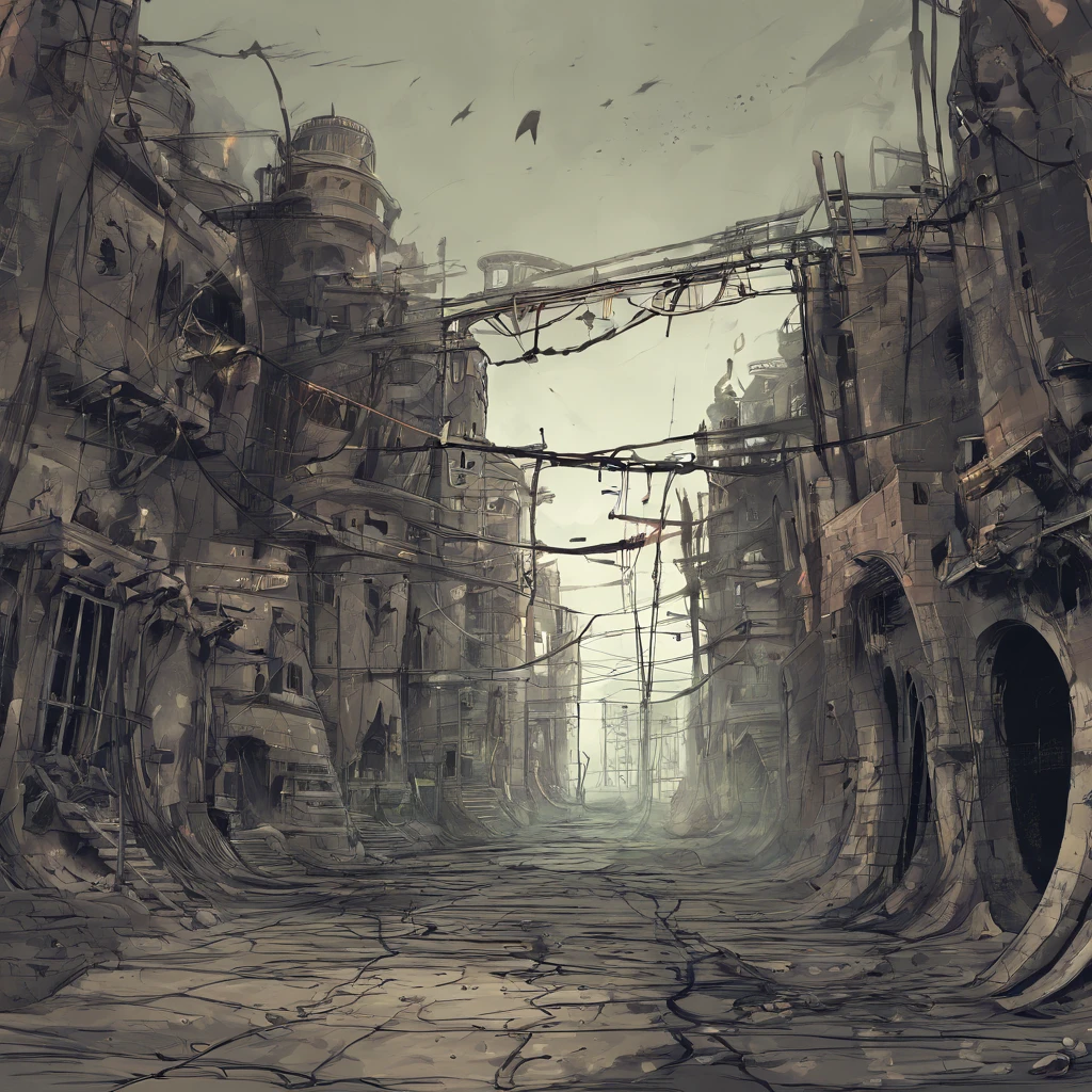 Empty sewers，No lights，Messy items，darkly，Spooky environment