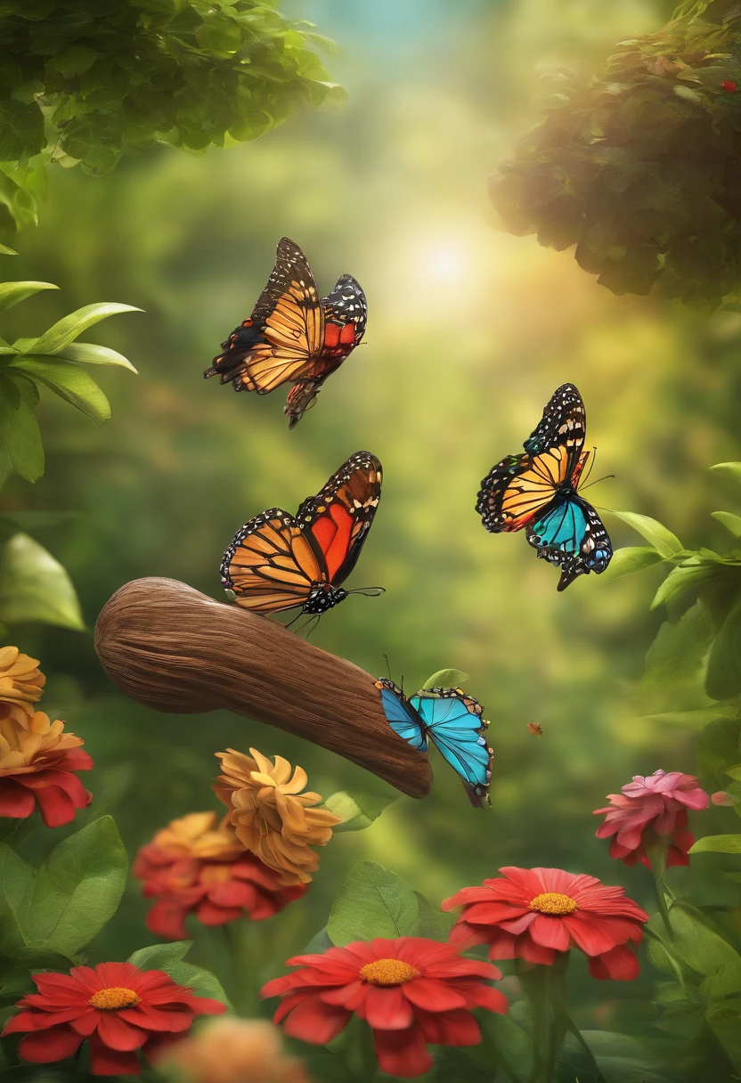 criar em imagem 3d conforme o texto. Laura and Saltitante began to recount their adventures in the garden.
Eles encontraram muitos amigos animais, Like colorful butterflies and little birds singing in the trees.
Each encounter was a new thrill for Laura and Saltitante.