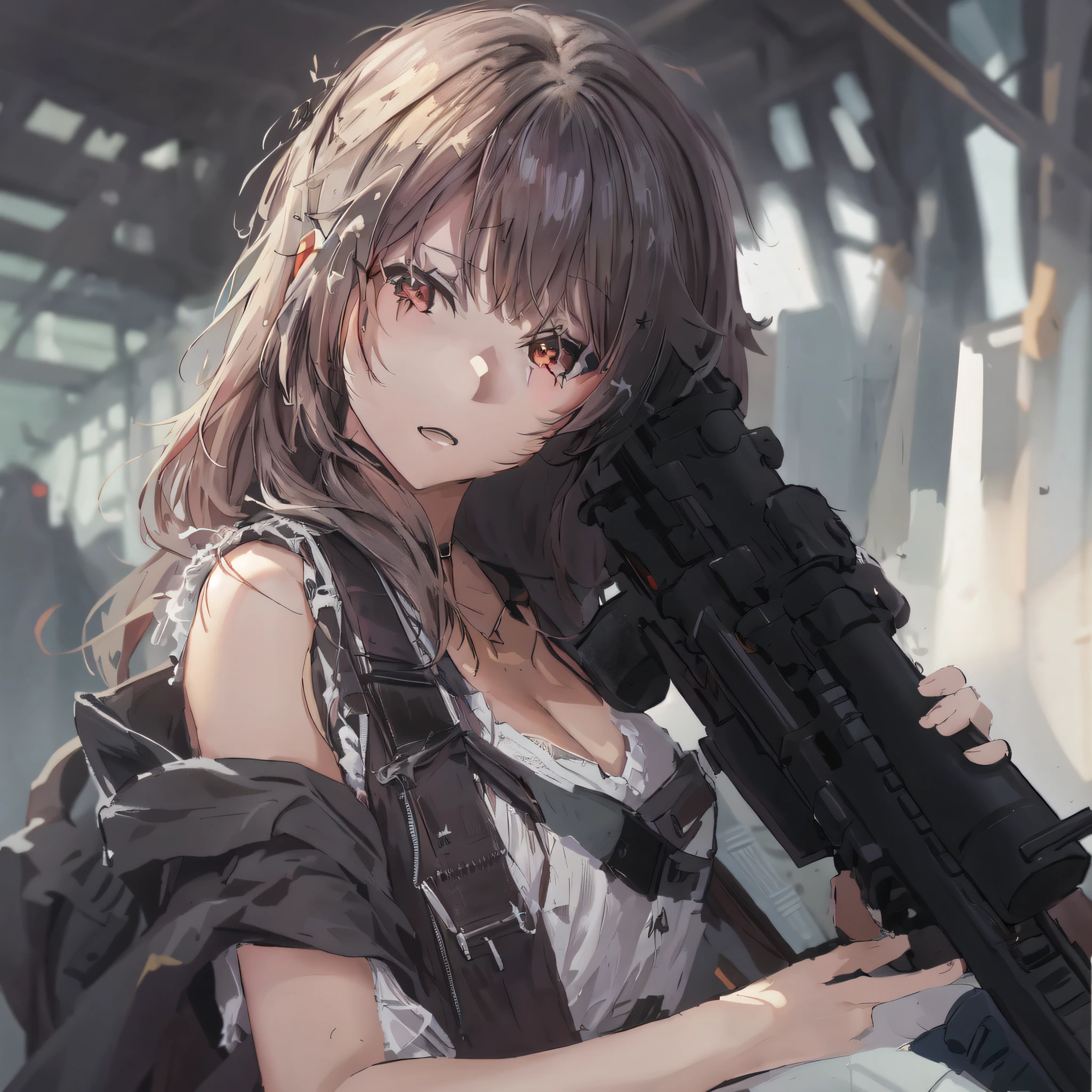 Anime girl with gun and backpack posing for photo, M4 Sopmod II Girls Frontline, artwork in the style of guweiz, guweiz, guweiz on artstation pixiv, guweiz on pixiv artstation, Fine details. girls' frontline, girls frontline style, guweiz masterpiece, girls frontline cg