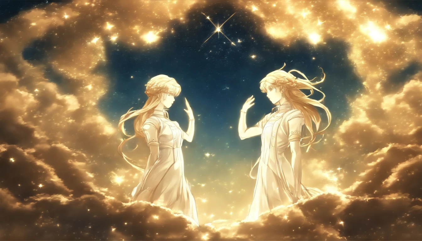 celestial gemini background (drawn in an anime style 1:2).