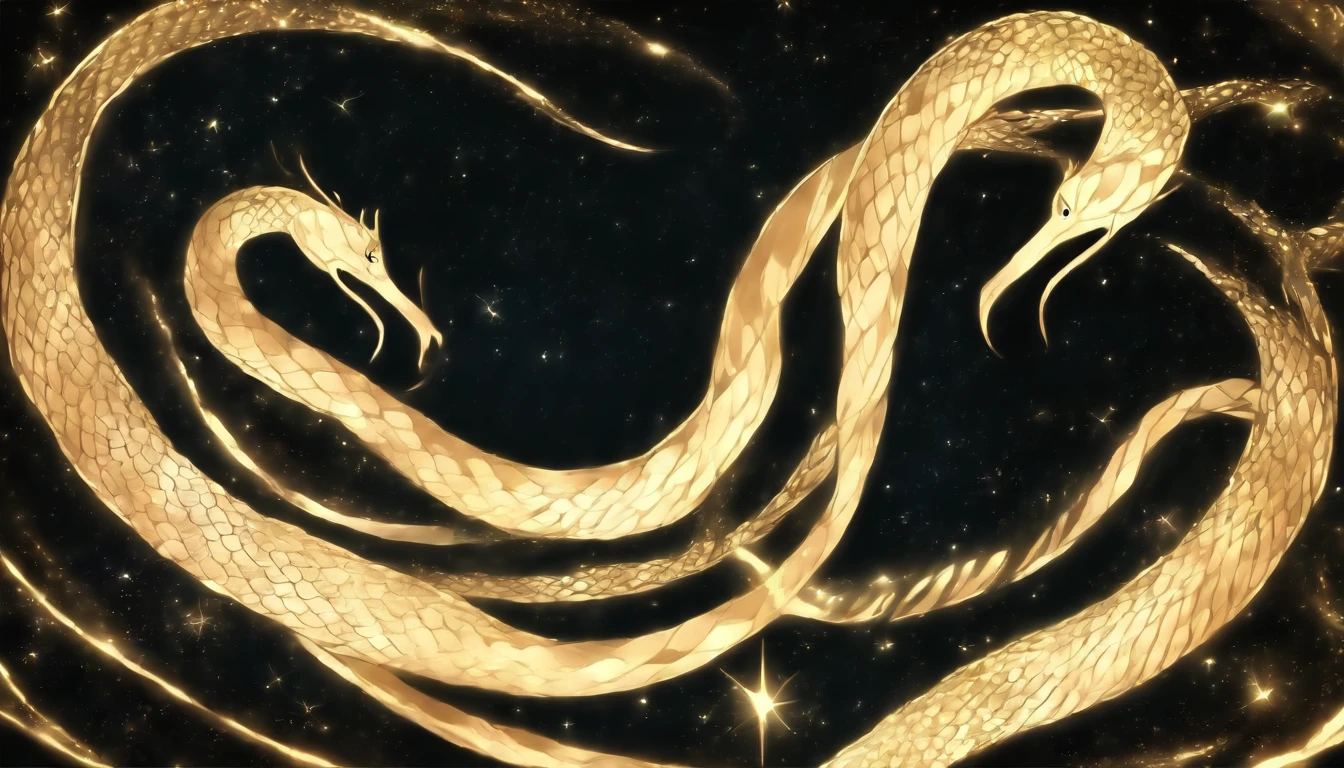 celestial gemini snake background (drawn in an anime style 1:2).