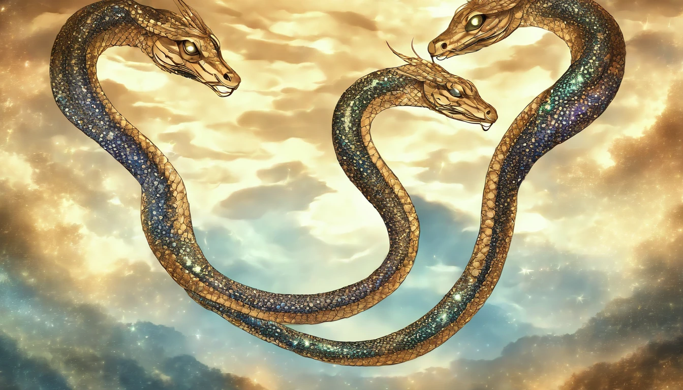 celestial gemini snake background (drawn in an anime style 1:2).