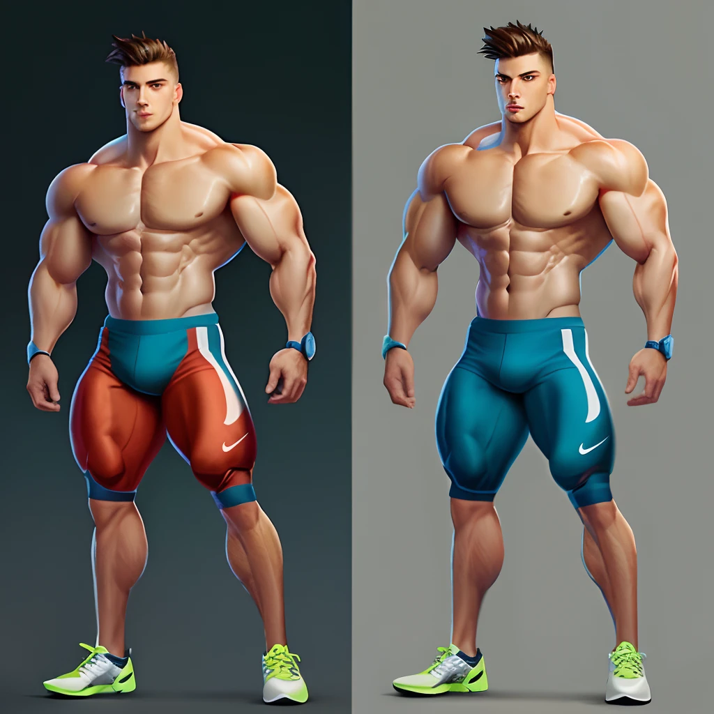 1boy, single, reference sheet, character design, front angle, side angle, left side angle, right side angle, dynamic poses, (masterpiece:1.2), (best quality:1.3), (reference sheet:1.5), adult anime male, huge man, tall man, masculine body, muscle body, muscle tall male, athletic body, muscle builder, muscle, bulky body, giant, Bara, 6ft. male, (Blue eyes), (short hair), (short bangs), (black hair), (pale skin), (pale skin color), beard, naked, naked men, nude, nsfw, handsome, wide chest, string underwear, speedo, huge hips, wide hips, daddy,