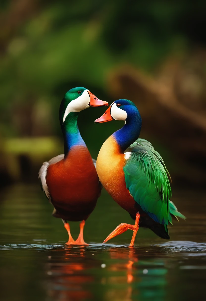 patos nadando