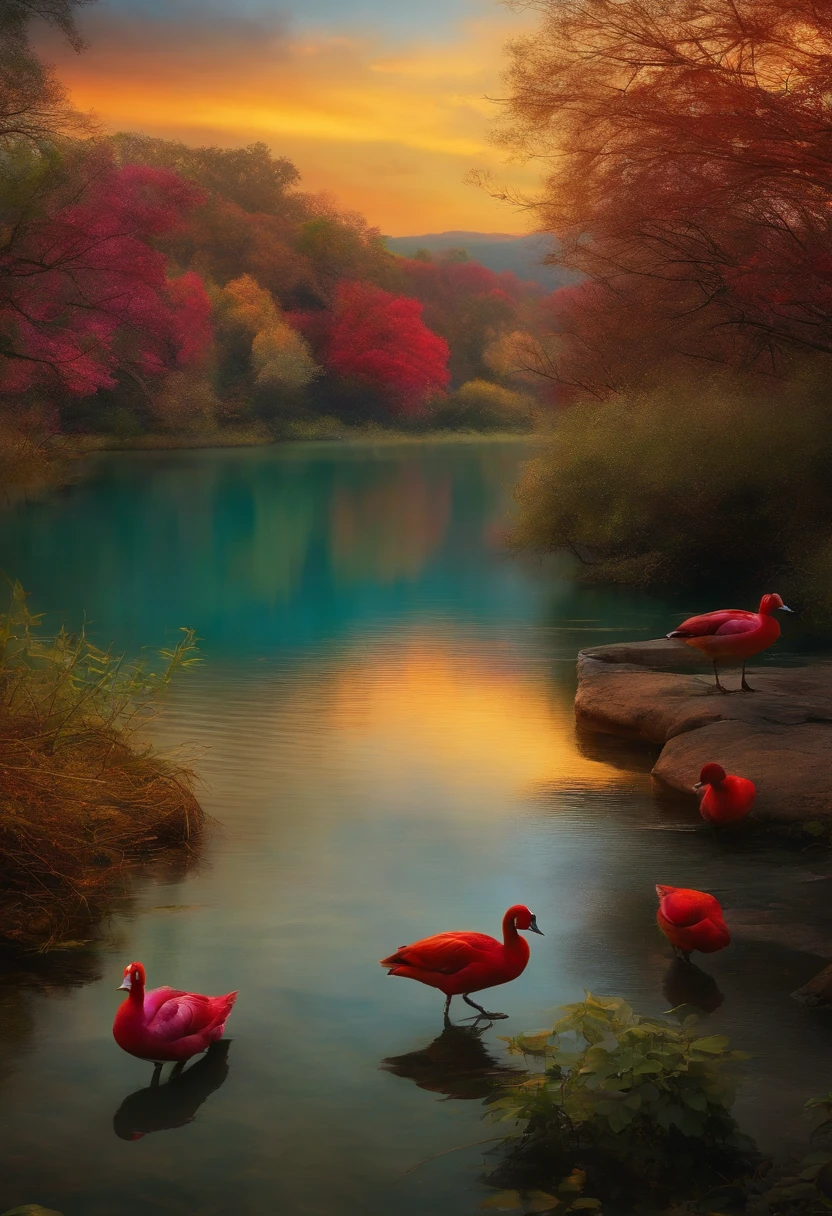 patos nadando