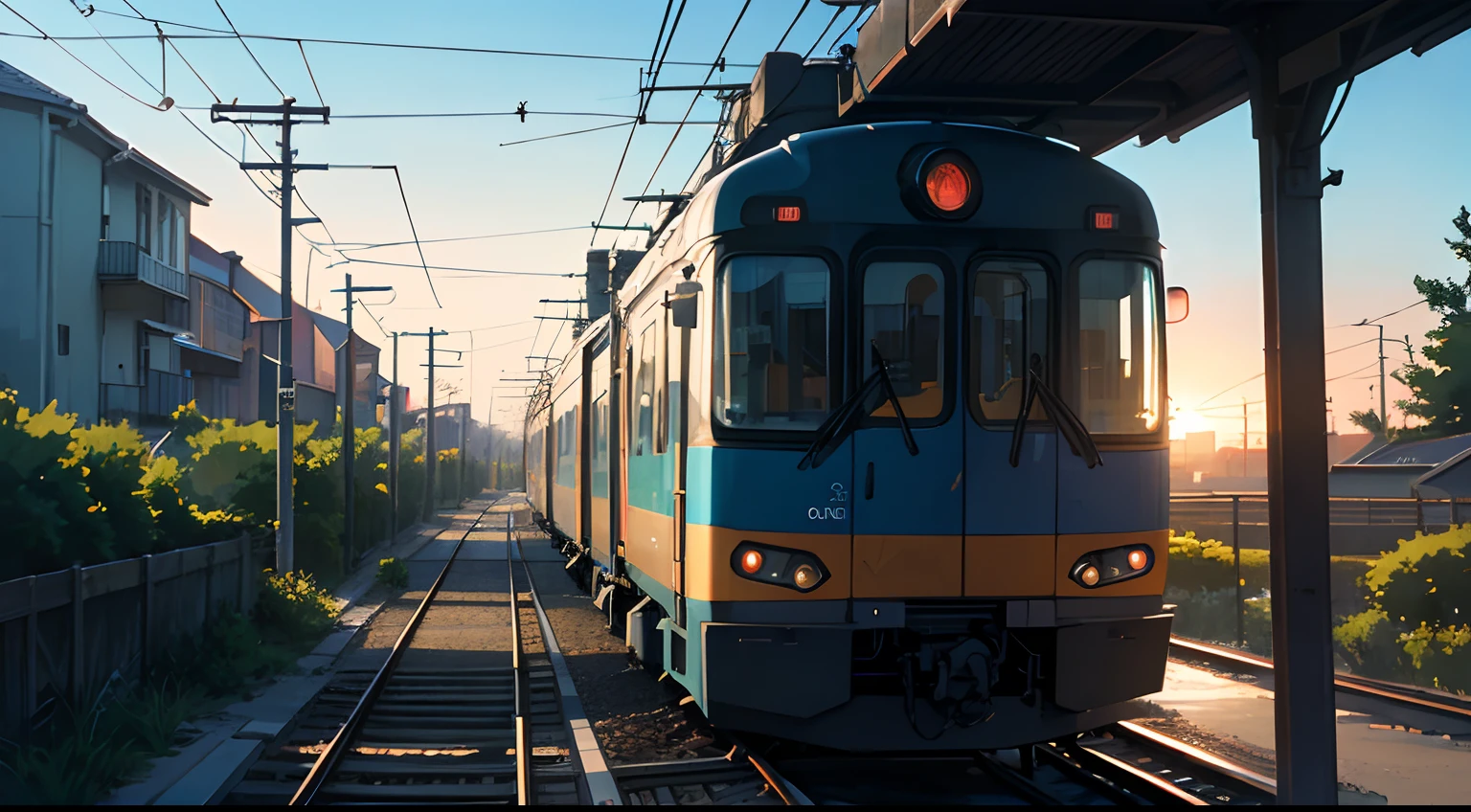 High quality masterpiece ，scenecy，Anime train passing through bodies of water on tracks， Glittering starry sky。Romantic train，Pisif，concept-art，Lofi art style，Reflectors。 By Makoto Shinkai, Lofi art, beautiful anime scenes, Anime landscapes, Detailed scenery —width 672, in the style of makoto shinkai, Makoto Shinkai's style，Detail enhancement