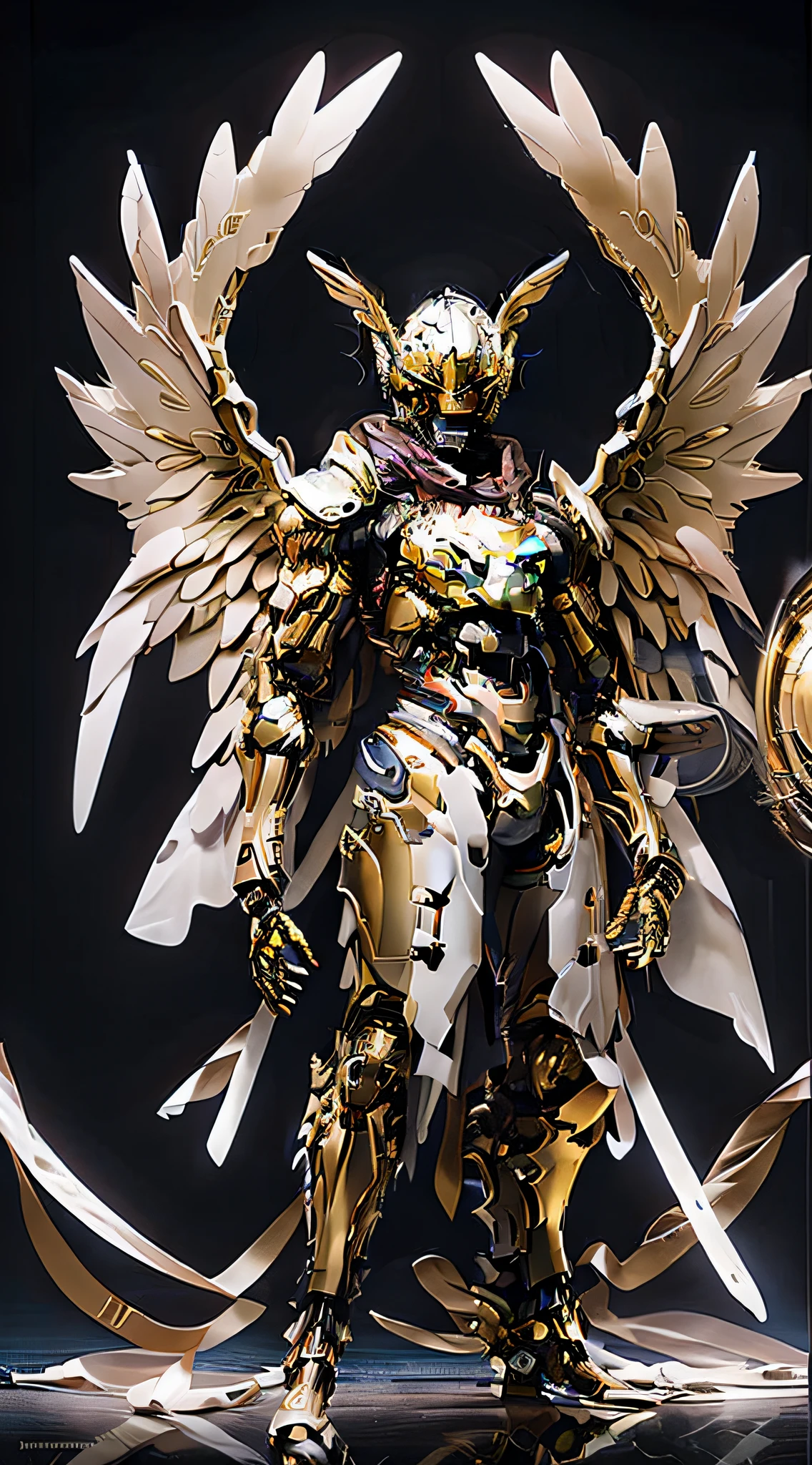 Anime - a man dressed up as an angel style image, Angel Knight Man, Angel Knight, Angels in golden armor, As a mysterious warrior, Beautiful cyborg angel man, Powerful angels, Epic angel wings, The bearded angel, full - body majestic angel, wlop and ross thran, Ross Tran 8 K, Handsome angel,Golden armor