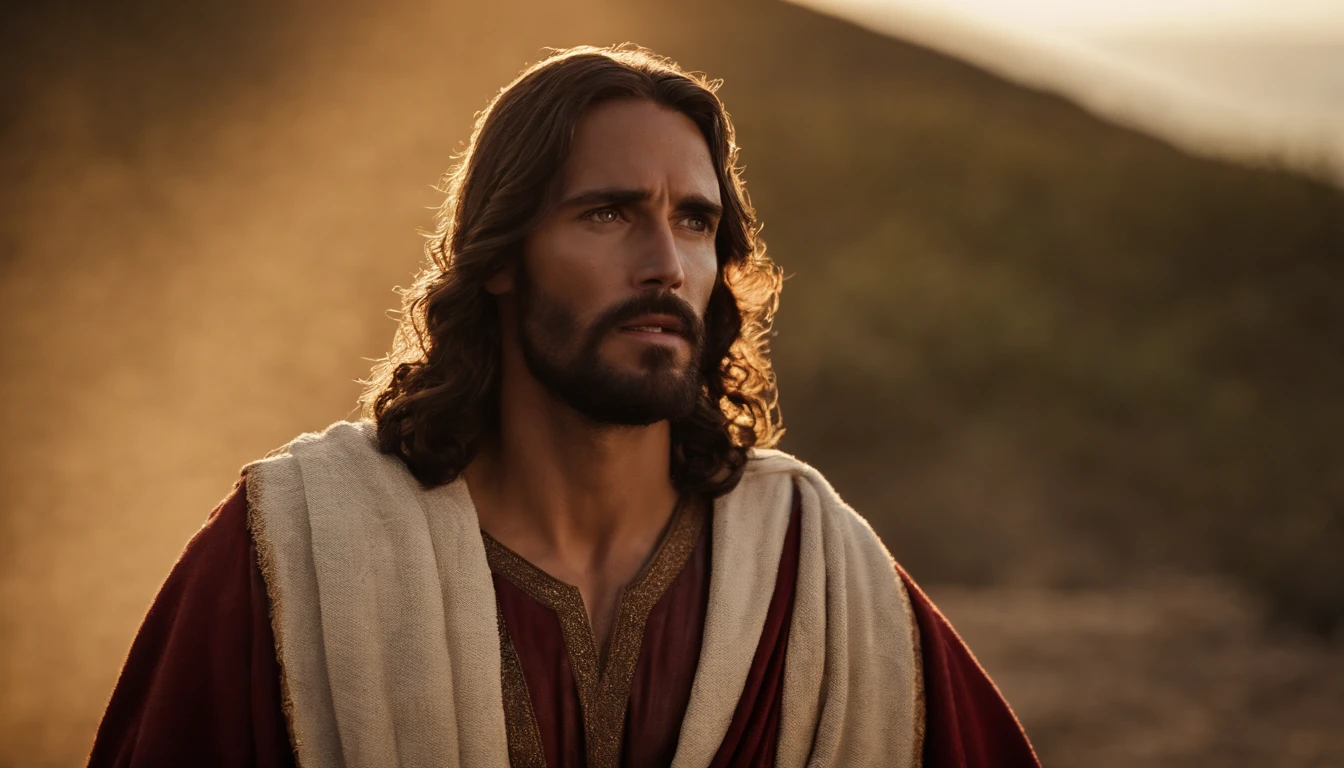 Jesus carregando sua cruz , his robes are torn, ele usa uma coroa de espinhos, Arte sacra