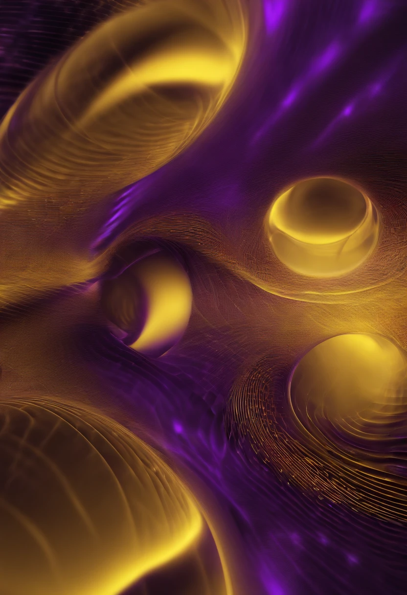 Digital art of music effect and sound waves on matter in yellow and purple